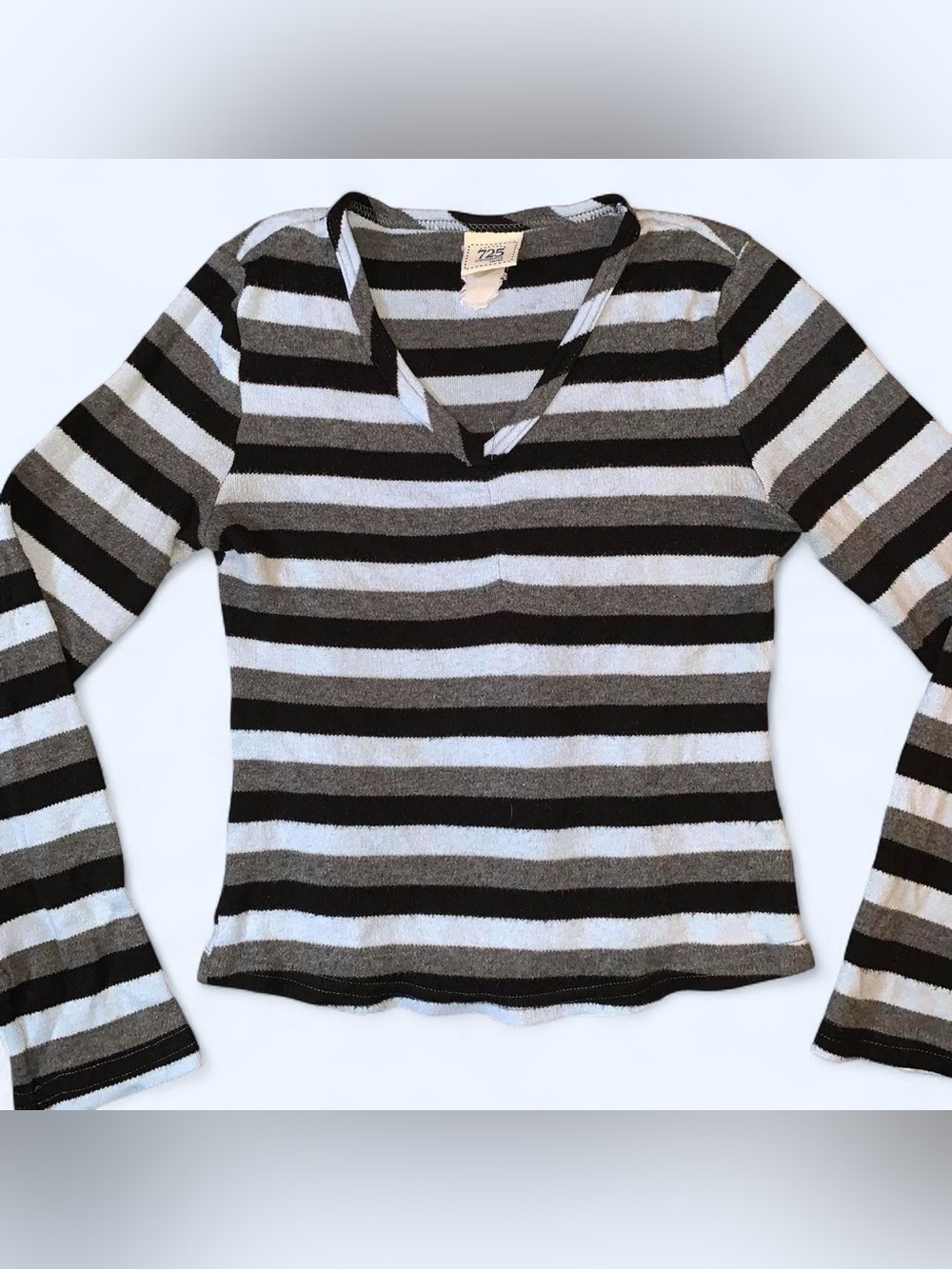 725 originals Y2K black grey & blue soft striped long sleeve top